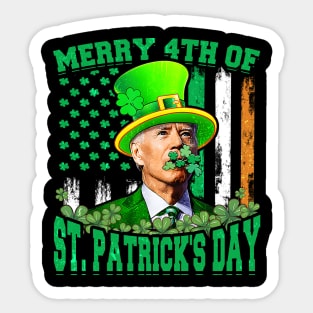 Merry 4th Of St Patrick's Day Leprechaun Hat Funny Joe Biden Sticker